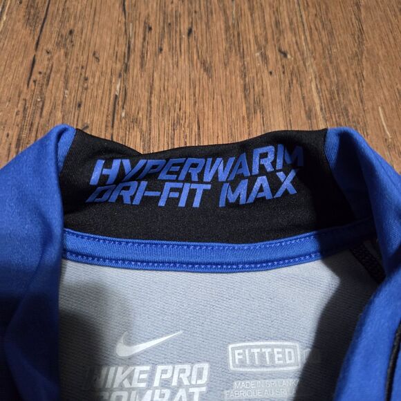 Nike Pro Combat Training Top Mens Large Hyperwarm Dri-FIT Max 1/4 Zip Blue - Picture 2 of 10